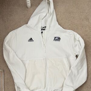 Adidas White Zip-Up Hoodie
